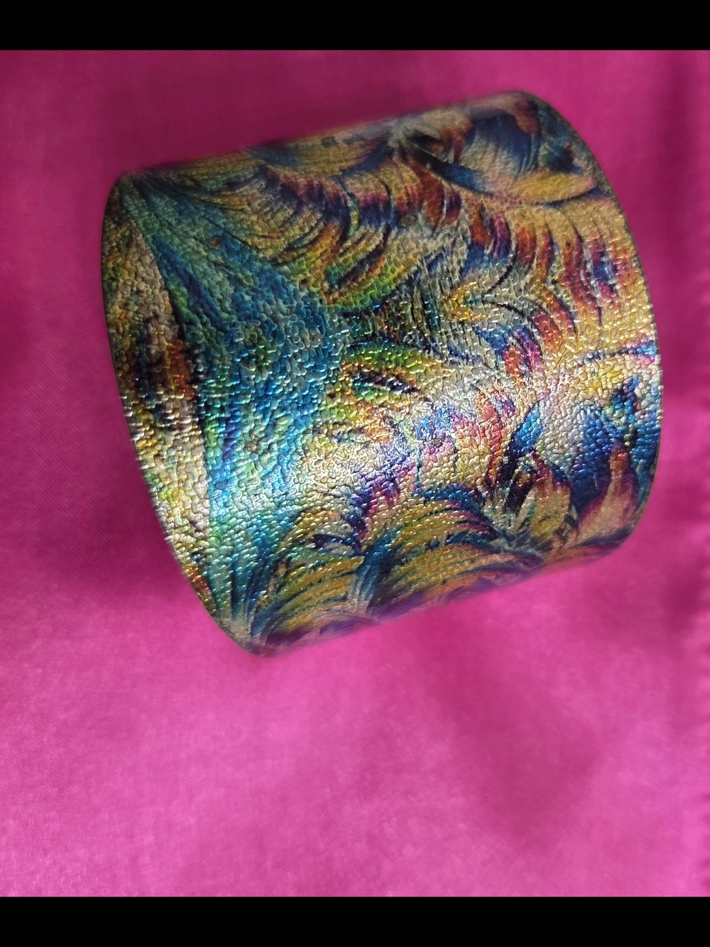Multicolor Peacock Pattern Wide Cuff Bracelet